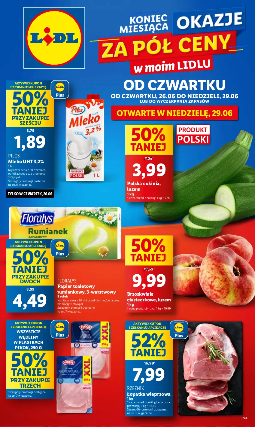Gazetka promocyjna Lidl - GAZETKA - ważna 26.06 do 29.06.2025 - strona 1 - produkty: Brzoskwinie, Flora, Mleko, Papier, Papier toaletowy, PIKOK, Pilos, Rum