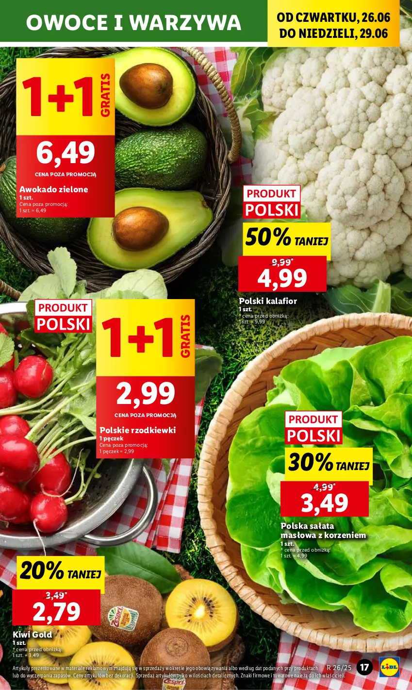 Gazetka promocyjna Lidl - GAZETKA - ważna 26.06 do 29.06.2025 - strona 21 - produkty: Gra, Kalafior, Kiwi, Masło, Owoce, Sałat, Sałata masłowa, Warzywa