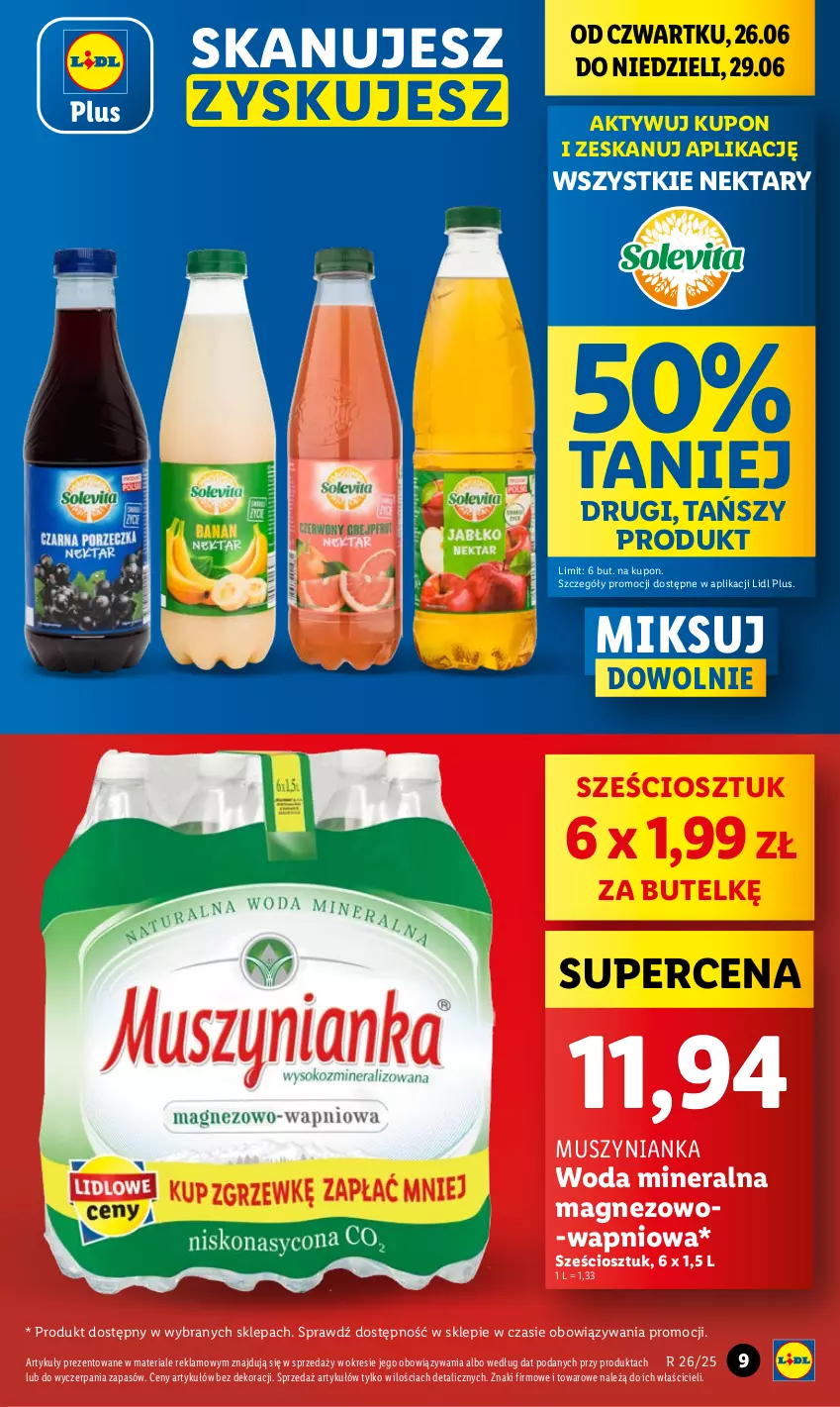 Gazetka promocyjna Lidl - GAZETKA - ważna 26.06 do 29.06.2025 - strona 9 - produkty: Magnez, Mus, Muszynianka, Nektar, Woda, Woda mineralna