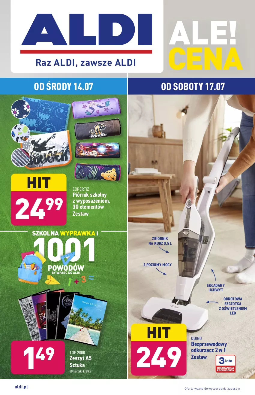 Gazetka promocyjna Aldi - ważna 14.07 do 17.07.2021 - strona 1 - produkty: Odkurzacz, Piórnik, Szczotka, Top