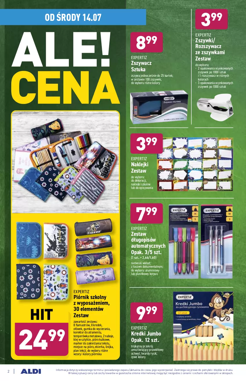 Gazetka promocyjna Aldi - ważna 14.07 do 17.07.2021 - strona 2 - produkty: Cynk, Długopis, Klej, Marker, Piórnik, Tusz