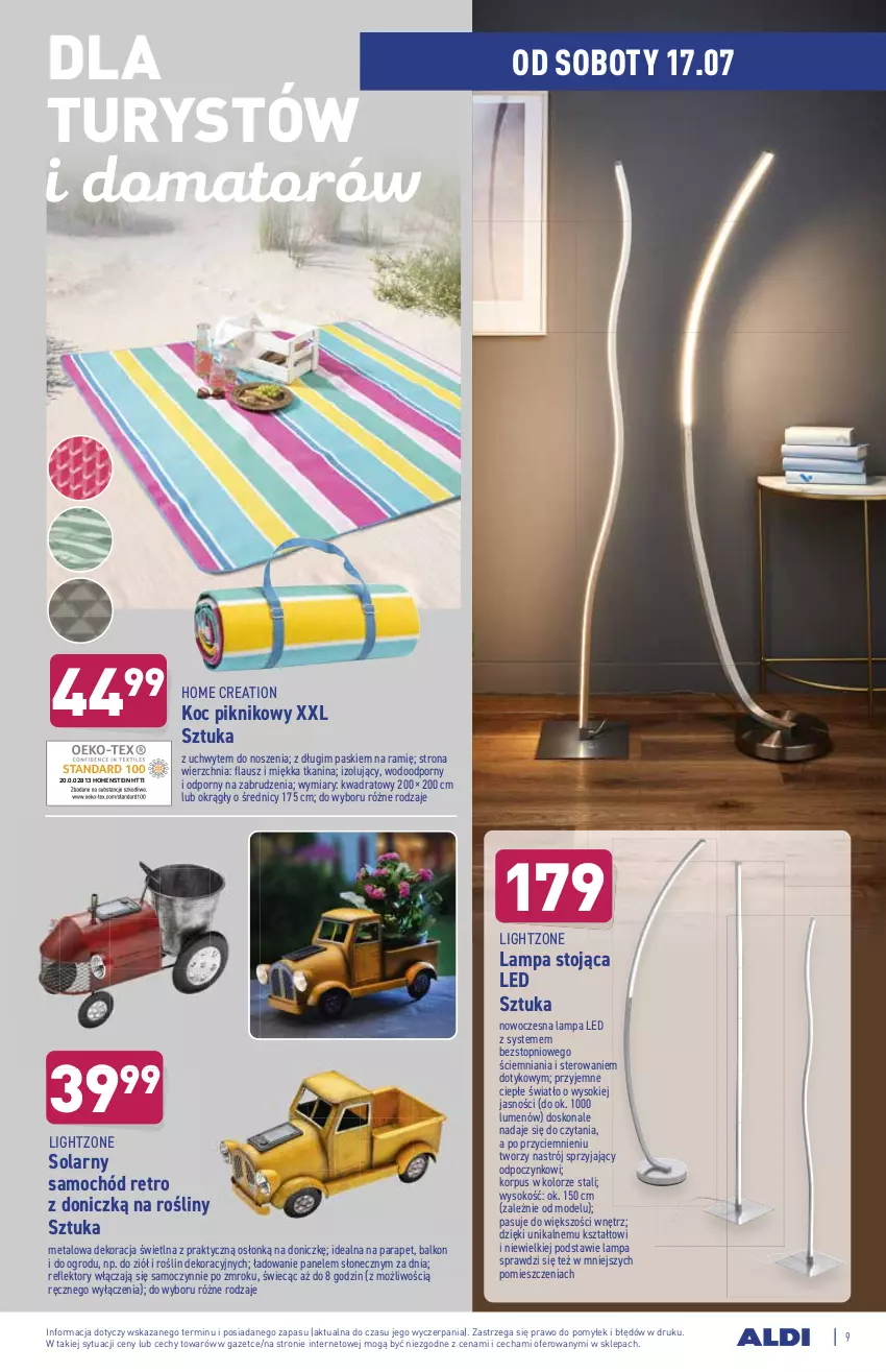 Gazetka promocyjna Aldi - ważna 14.07 do 17.07.2021 - strona 9 - produkty: Koc, Lampa, Lampa LED, Por, Reflektor, Samochód, Sok, Top