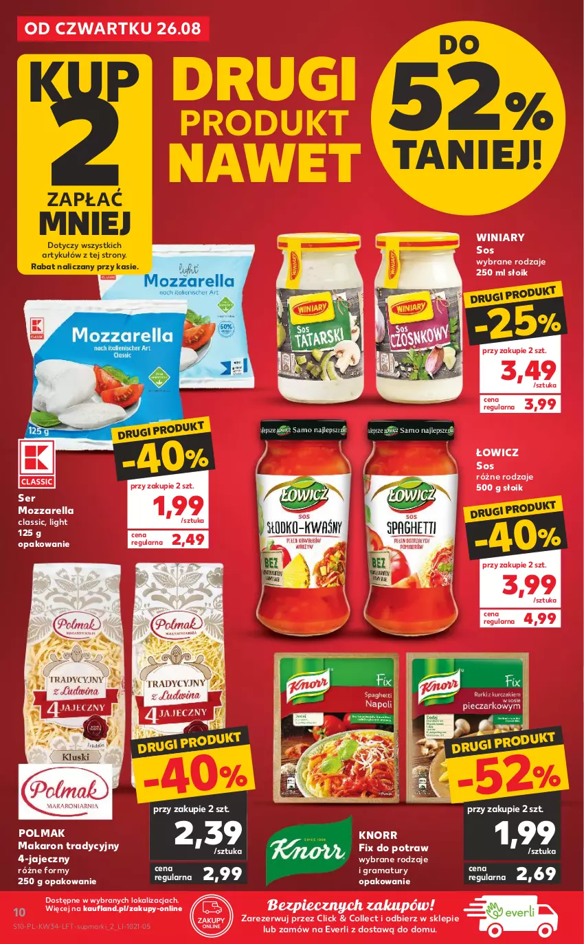 Gazetka promocyjna Kaufland - OFERTA TYGODNIA - ważna 26.08 do 01.09.2021 - strona 10 - produkty: Gra, Knorr, Makaron, Mozzarella, Olma, Piec, Rama, Ser, Sos, Winiary