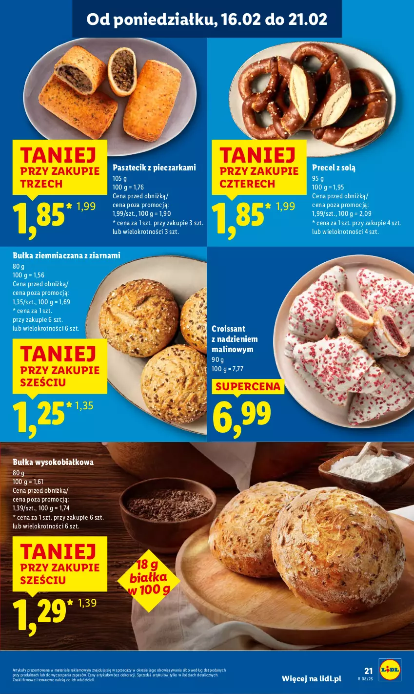 Gazetka promocyjna Lidl - GAZETKA - ważna 16.02 do 18.02.2026 - strona 21 - produkty: Bułka, Croissant, Pasztecik z pieczarkami, Piec, Pieczarka, Sok