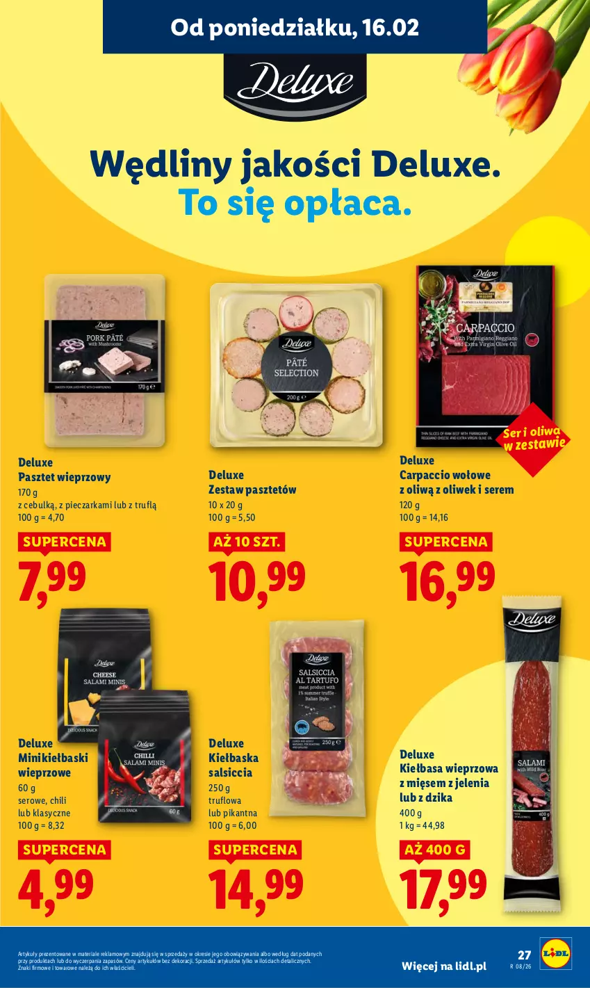 Gazetka promocyjna Lidl - GAZETKA - ważna 16.02 do 18.02.2026 - strona 27 - produkty: Carpaccio, Kiełbasa, Pasztet, Piec, Pieczarka, Ser
