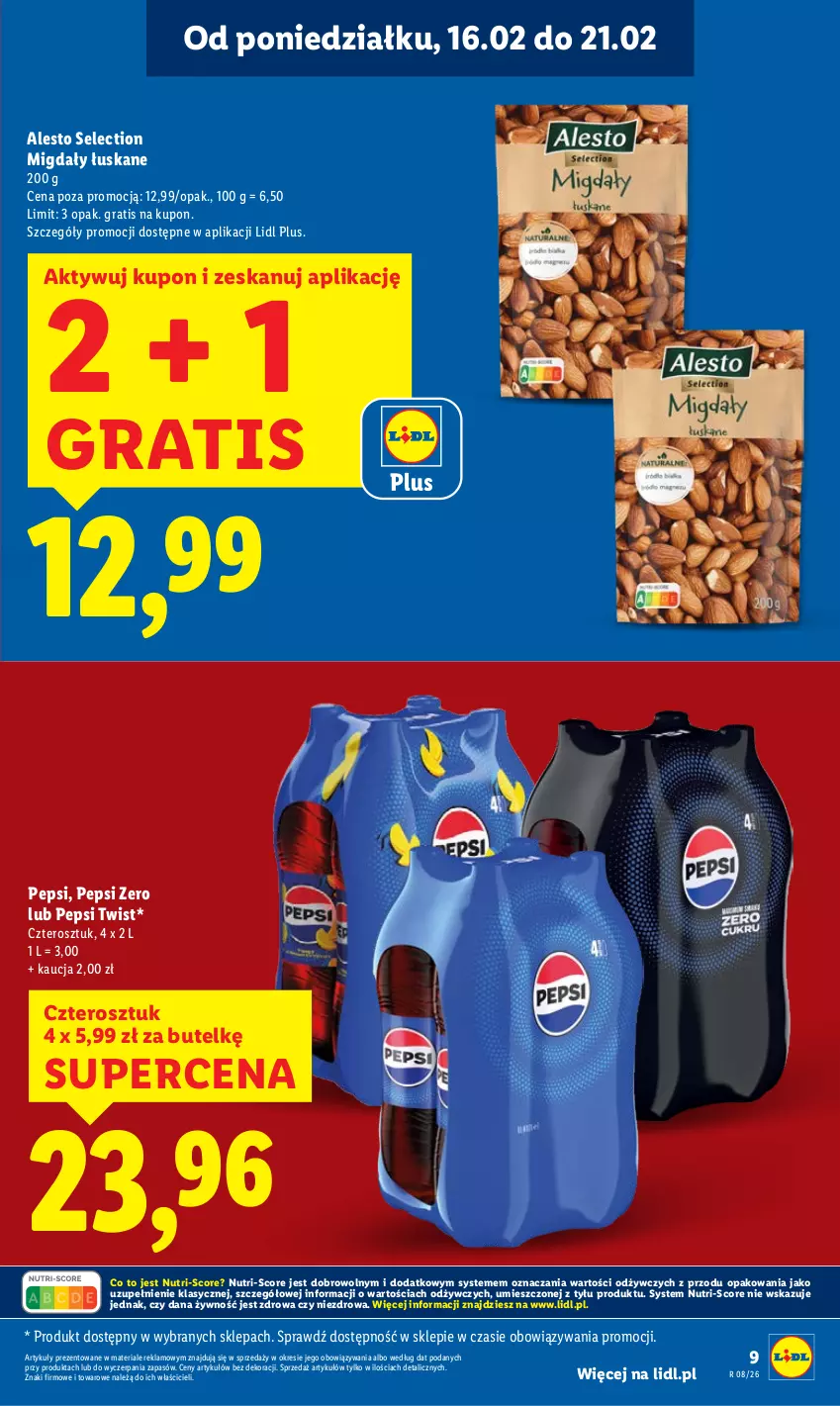 Gazetka promocyjna Lidl - GAZETKA - ważna 16.02 do 18.02.2026 - strona 9 - produkty: Gra, Migdały, Migdały łuskane, Pepsi