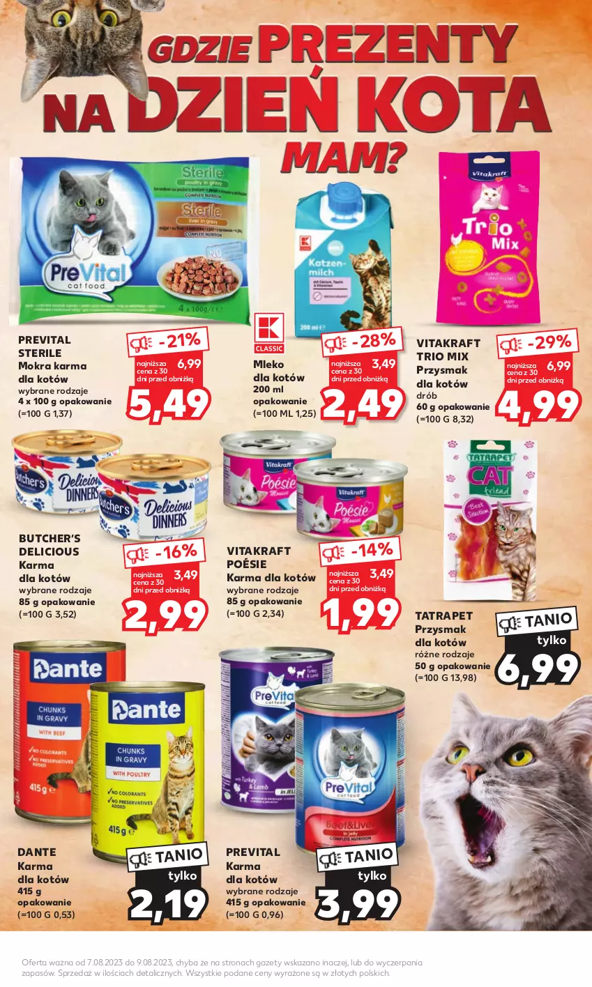 Gazetka promocyjna Kaufland - Mocny Start - ważna 07.08 do 09.08.2023 - strona 17 - produkty: Drób, Mleko, Mleko dla kotów, Mokra karma, Tatra, Vitakraft