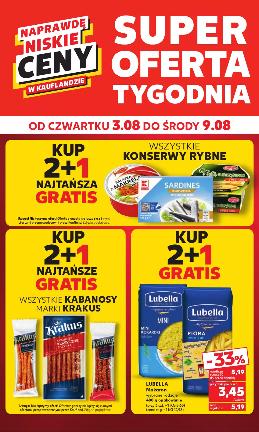 Gazetka promocyjna Kaufland - Mocny Start - ważna 07.08 do 09.08.2023 - strona 4 - produkty: Bell, Bella, Gra, Kabanos, Krakus, Lubella, Makaron, Ser, Waga