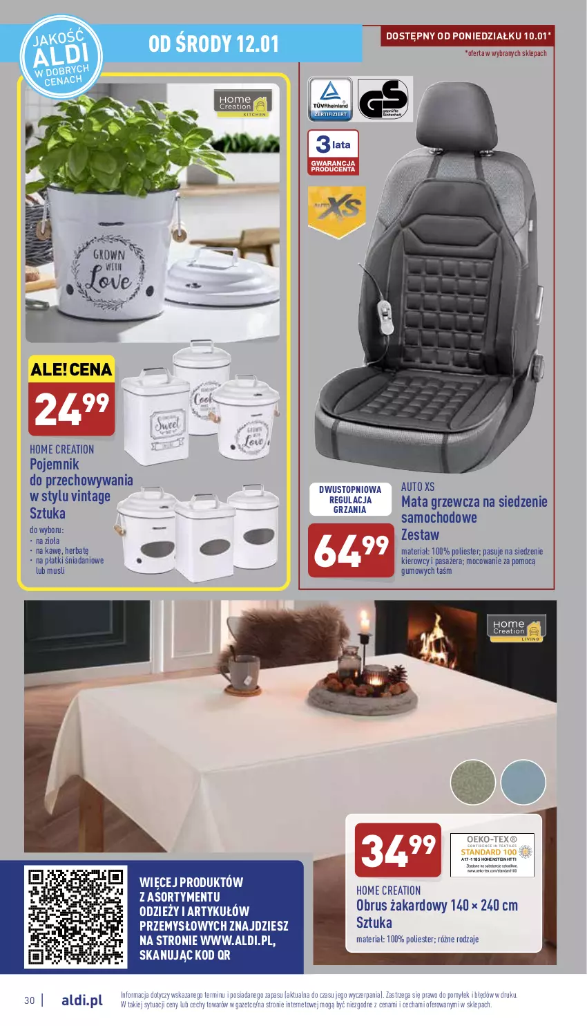 Gazetka promocyjna Aldi - Pełny katalog - ważna 10.01 do 15.01.2022 - strona 30 - produkty: Danio, Mata grzewcza, Mus, Obrus, Pojemnik, Pojemnik do przechowywania, Top