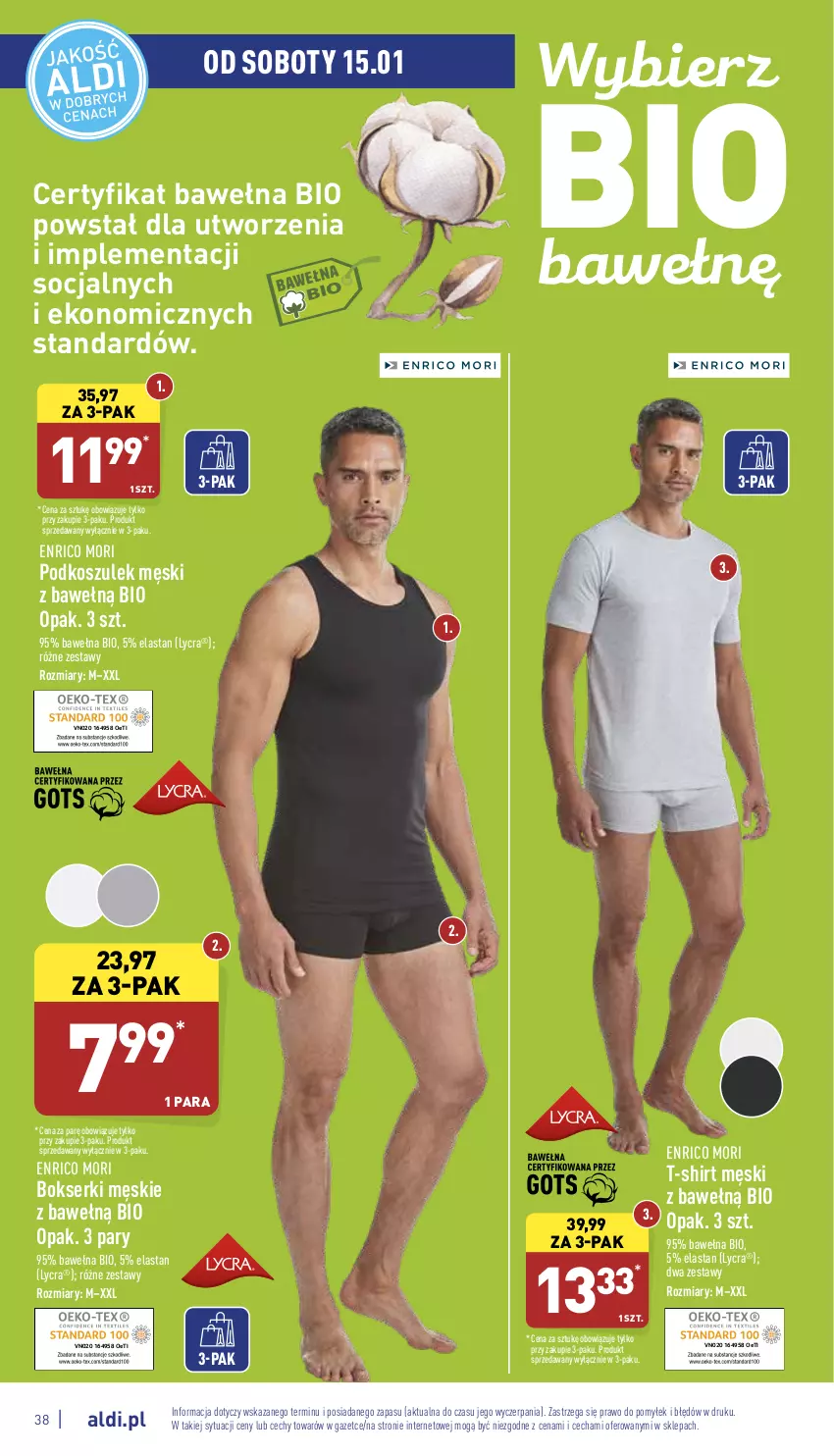 Gazetka promocyjna Aldi - Pełny katalog - ważna 10.01 do 15.01.2022 - strona 38 - produkty: Bokserki, Kosz, Podkoszulek, Ser, T-shirt, Wełna