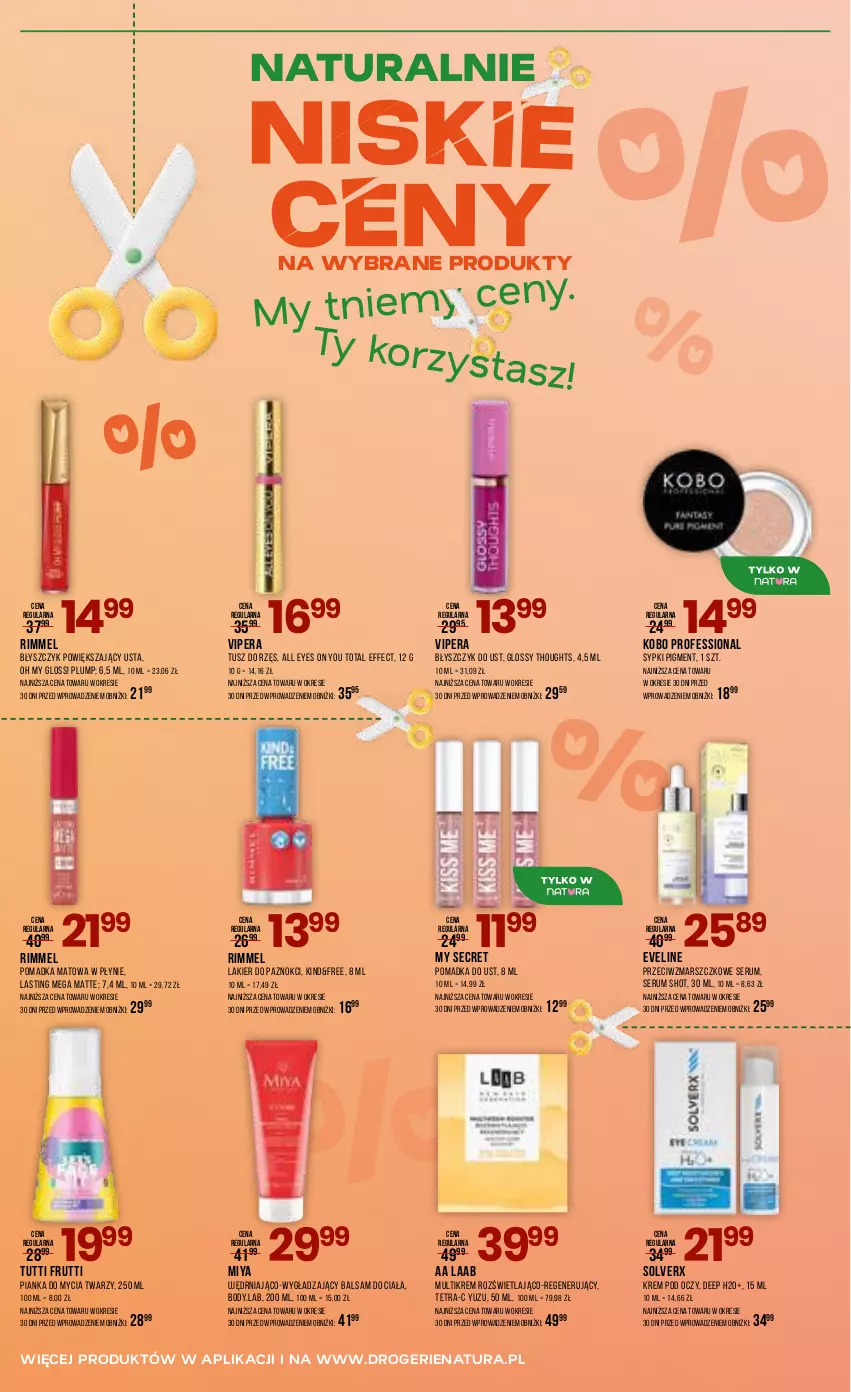 Gazetka promocyjna Drogerie Natura - Gazetka Drogerie Natura - ważna 17.04 do 05.05.2026 - strona 8 - produkty: Balsam do ciała, Błyszczyk do ust, Body, Eveline, KOBO, Krem pod oczy, Lakier, Lakier do paznokci, Mars, Pianka do mycia twarzy, Rum, Ser, Serum, Tusz