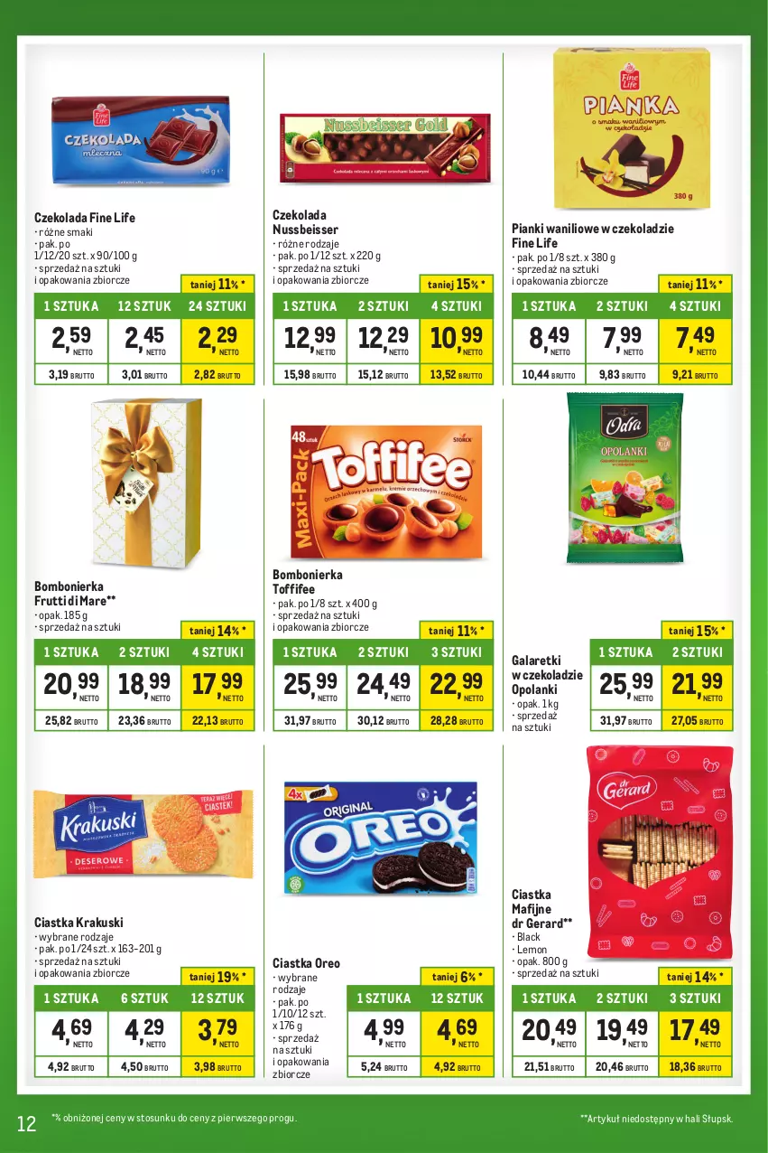 Gazetka promocyjna Makro - Kupujesz więcej płacisz mniej - ważna 16.04 do 13.05.2024 - strona 12 - produkty: Ciastka, Czekolada, Dr Gerard, Gala, Galaretki, Krakus, Krakuski, Lack, Lanki, Oreo, Ser, Toffifee