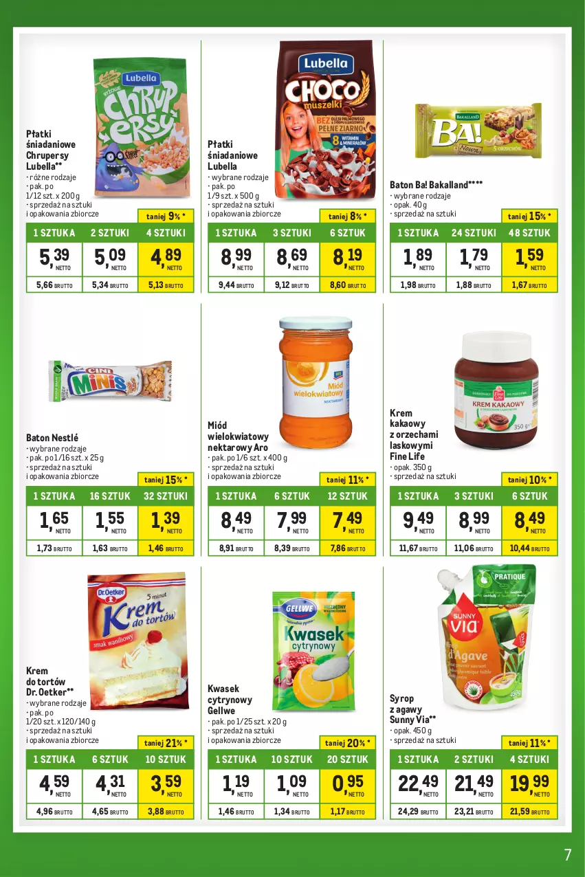 Gazetka promocyjna Makro - Kupujesz więcej płacisz mniej - ważna 16.04 do 13.05.2024 - strona 7 - produkty: Ba!, Bakalland, Baton, Bell, Bella, Danio, Dr. Oetker, Kakao, Krem do tortów, Lubella, Miód, Nektar, Nestlé, Syrop