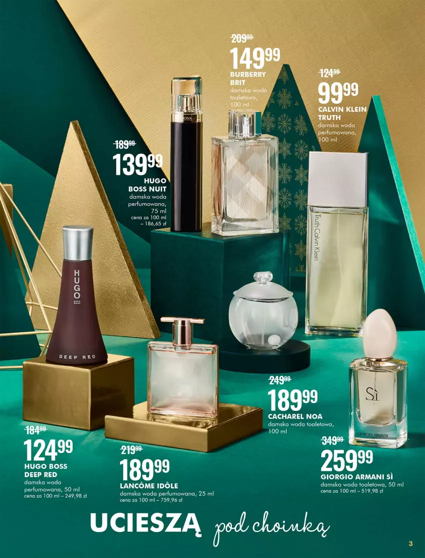 Gazetka promocyjna Super Pharm - Gazetka - ważna 12.11 do 30.11.2021 - strona 3 - produkty: Cacharel, Calvin Klein, Giorgio Armani, Hugo Boss, Perfum, Woda, Woda perfumowana, Woda toaletowa