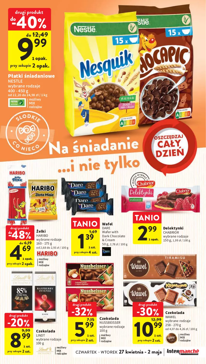 Gazetka promocyjna Intermarche - Gazetka Intermarche - ważna 27.04 do 02.05.2023 - strona 35 - produkty: Chabrior, Czekolada, Danio, Haribo, Lindt, Ser, Wawel