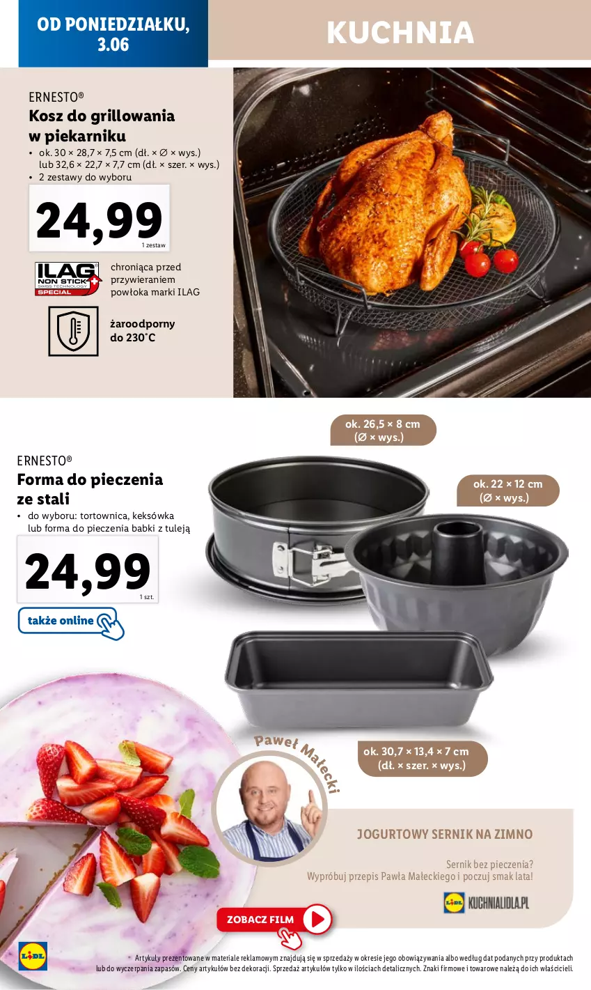 Gazetka promocyjna Lidl - GAZETKA - ważna 03.06 do 08.06.2024 - strona 18 - produkty: Forma do pieczenia, Grill, Jogurt, Keksówka, Kosz, Kuchnia, Piec, Piekarnik, Por, Ser, Tortownica