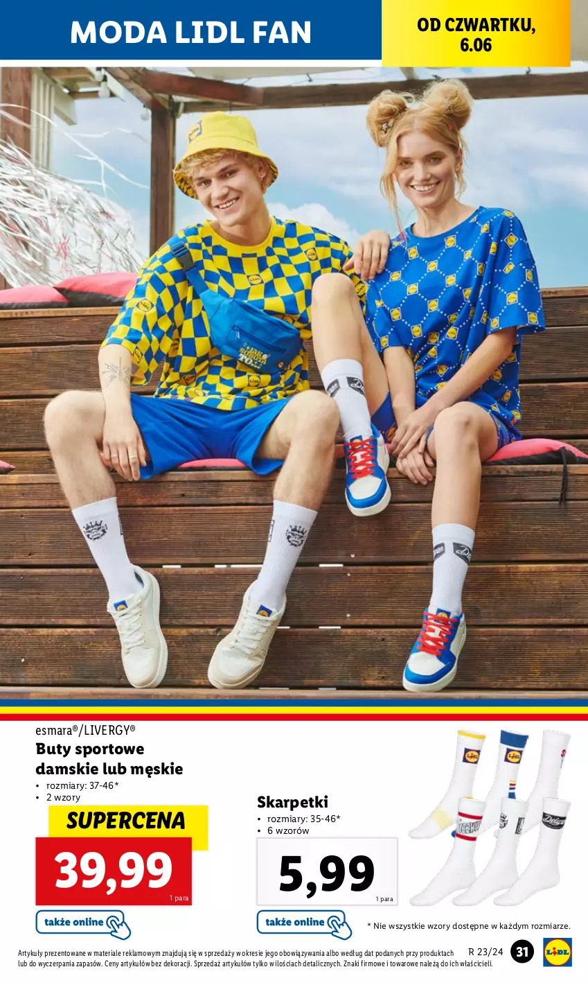 Gazetka promocyjna Lidl - GAZETKA - ważna 03.06 do 08.06.2024 - strona 35 - produkty: Buty, Fa, Karp, Moda, Por, Skarpetki, Sport