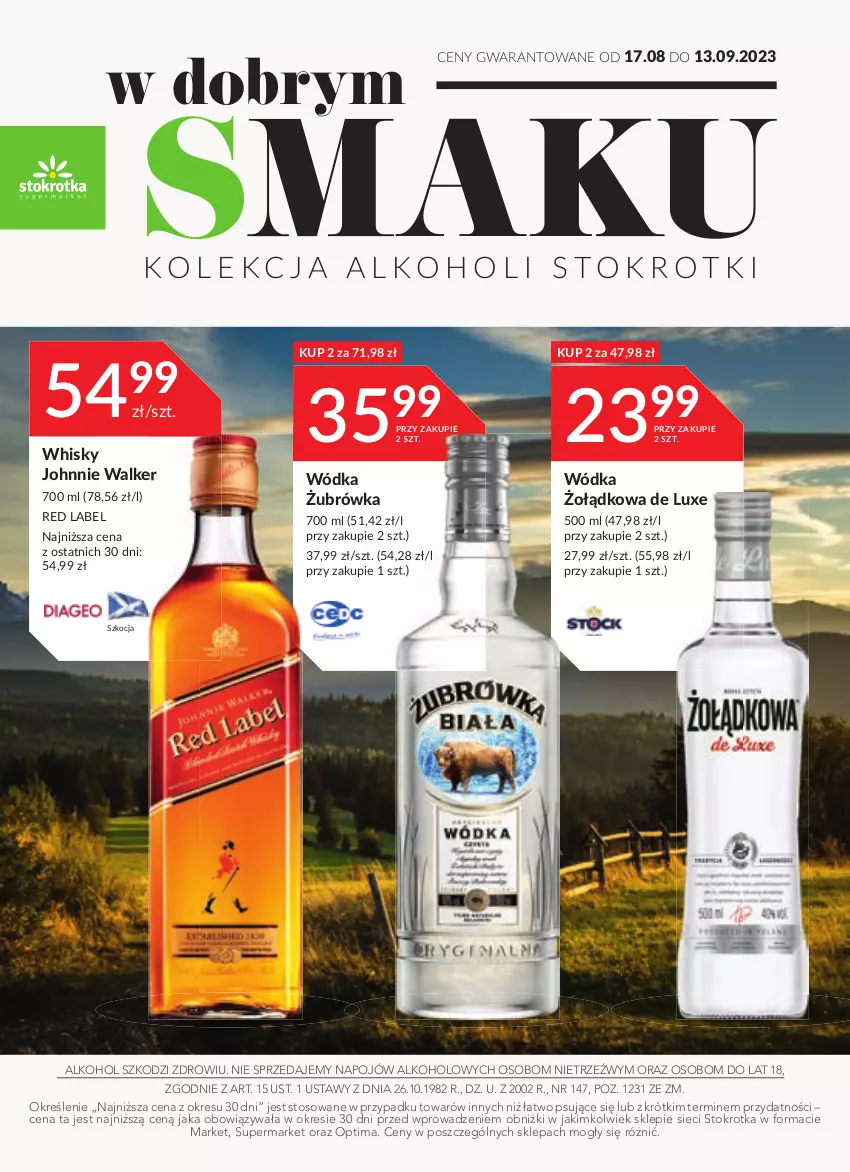 Gazetka promocyjna Stokrotka - Katalog - Urodziny - ważna 14.09 do 27.09.2023 - strona 1 - produkty: Johnnie Walker, Koc, Optima, Whisky, Wódka