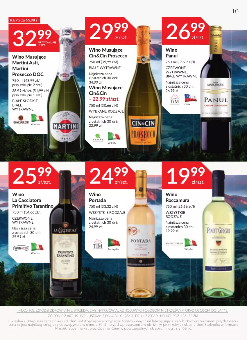 Gazetka promocyjna Stokrotka - Katalog - Urodziny - ważna 14.09 do 27.09.2023 - strona 10 - produkty: Martini, Mus, Optima, Por, Portada, Prosecco, Wino, Wino musujące