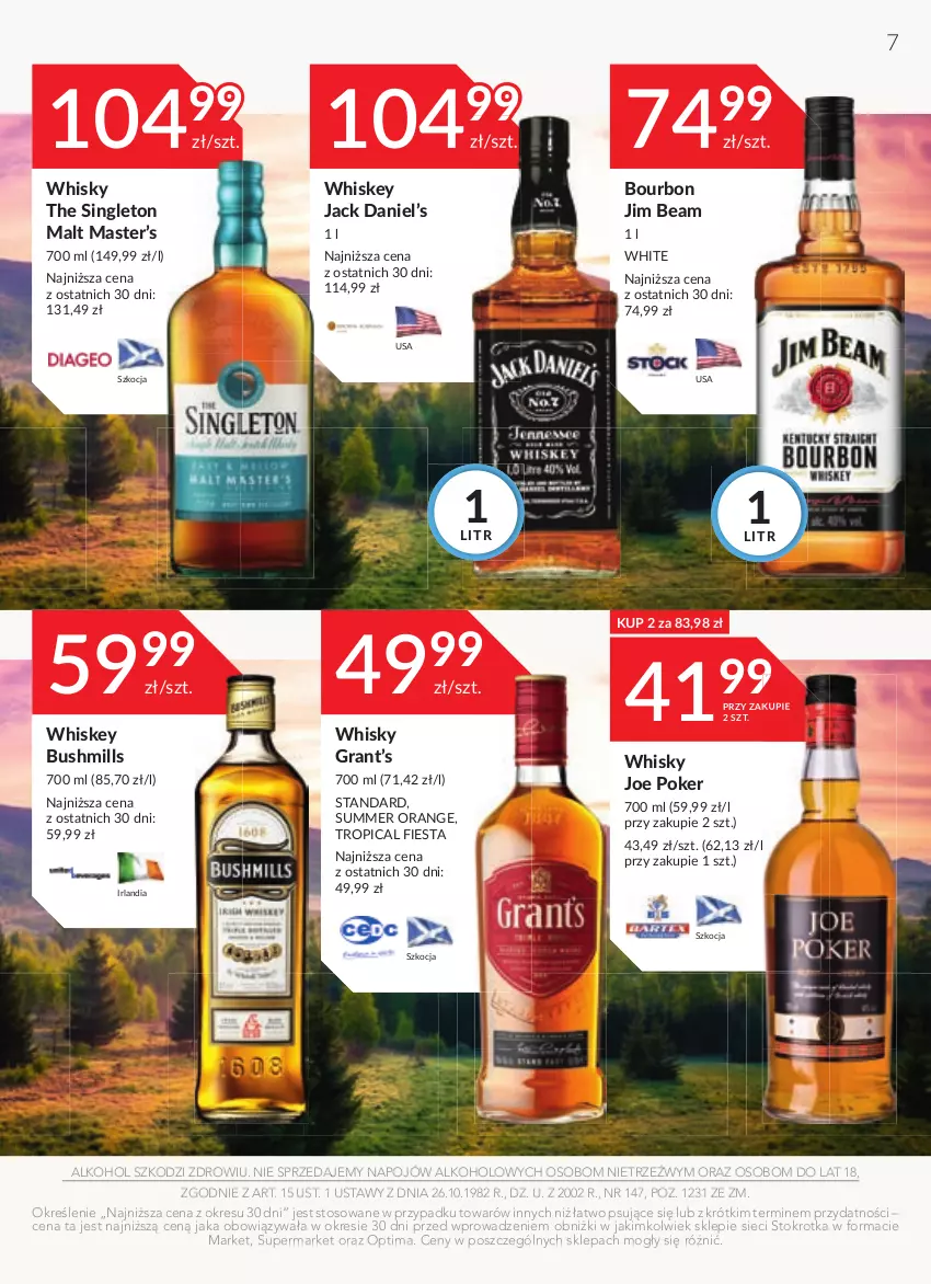 Gazetka promocyjna Stokrotka - Katalog - Urodziny - ważna 14.09 do 27.09.2023 - strona 7 - produkty: Bourbon, Bushmills, Gra, Jim Beam, Koc, Optima, Tropical, Whiskey, Whisky