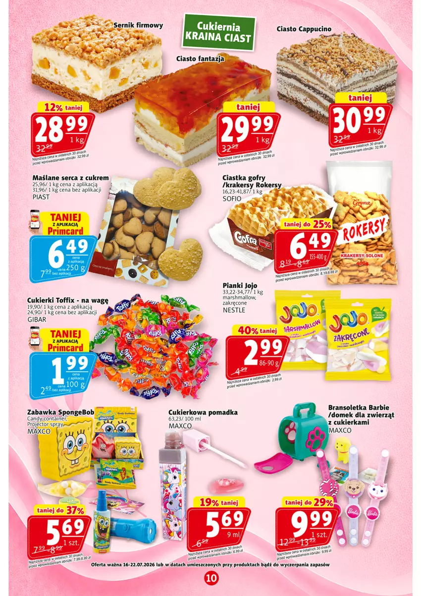 Gazetka promocyjna Prim Market - ważna 16.07 do 22.07.2026 - strona 10 - produkty: Barbie, Bransoletka, Candy, Ciastka, Cukier, Cukierki, Gofry, Krakersy, Mars, Piast, Razer, Ser, Zabawka
