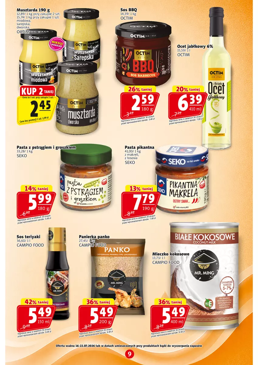 Gazetka promocyjna Prim Market - ważna 16.07 do 22.07.2026 - strona 9 - produkty: Kokos, Mleczko, Mus, Musztarda, Ocet, Por, Pstrąg, SEKO, Ser, Sos