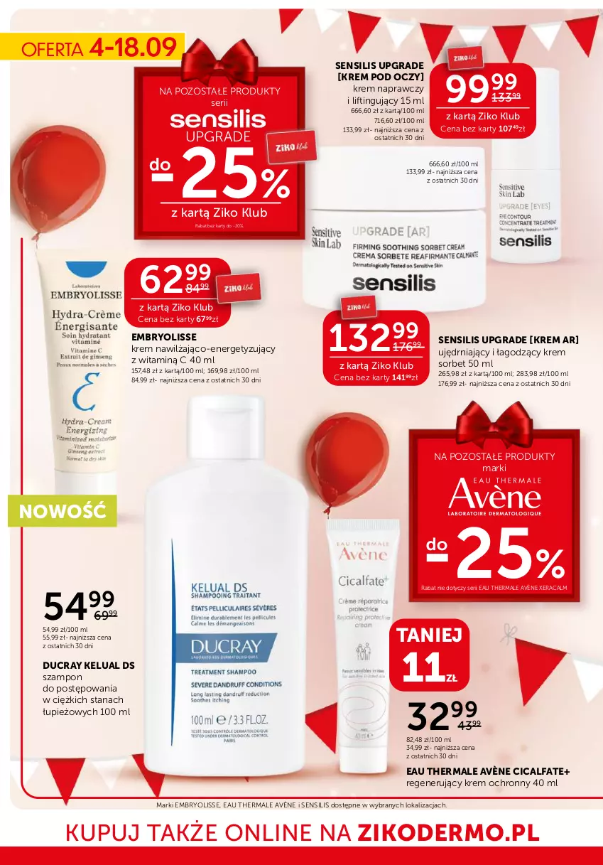 Gazetka promocyjna Ziko - Gazetka Ziko Dermo - ważna 04.09 do 18.09.2024 - strona 10 - produkty: Avène, Dermedic, Ducray, Embryolisse, Fa, Gra, Krem do rąk, Krem do twarzy, Krem pod oczy, Rum, Ser, Serum, Szampon, Top, XeraCalm