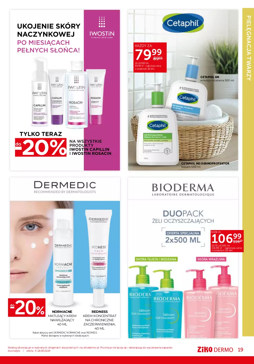 Gazetka promocyjna Ziko - Gazetka Ziko Dermo - ważna 04.09 do 18.09.2024 - strona 19 - produkty: Cetaphil, Clin, Clinic Way, Dermedic, Emulsja, Krem nawilżający, Mop, Nuxe, Ser