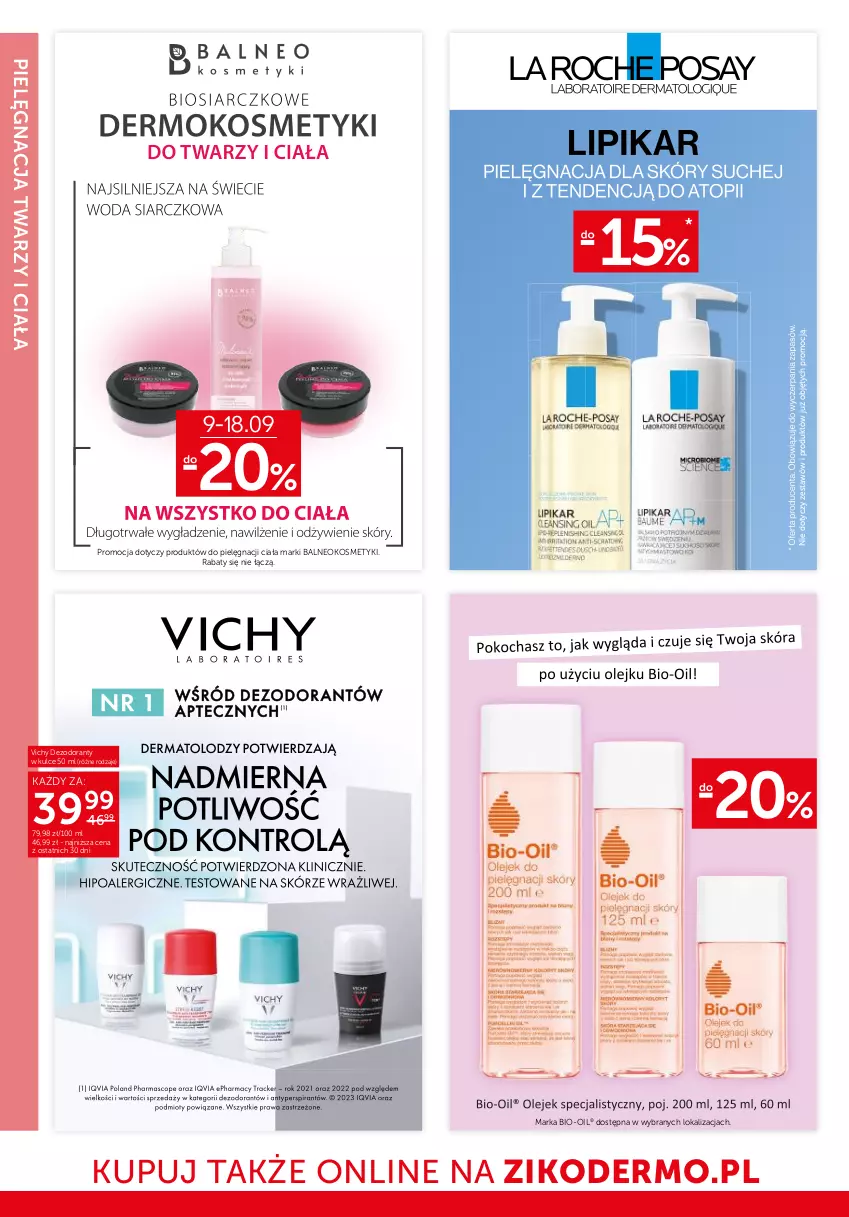 Gazetka promocyjna Ziko - Gazetka Ziko Dermo - ważna 04.09 do 18.09.2024 - strona 22 - produkty: Acer, Bio-Oil, Dermena, Dezodorant, Pharmaceris, Ser, Szampon, Vichy