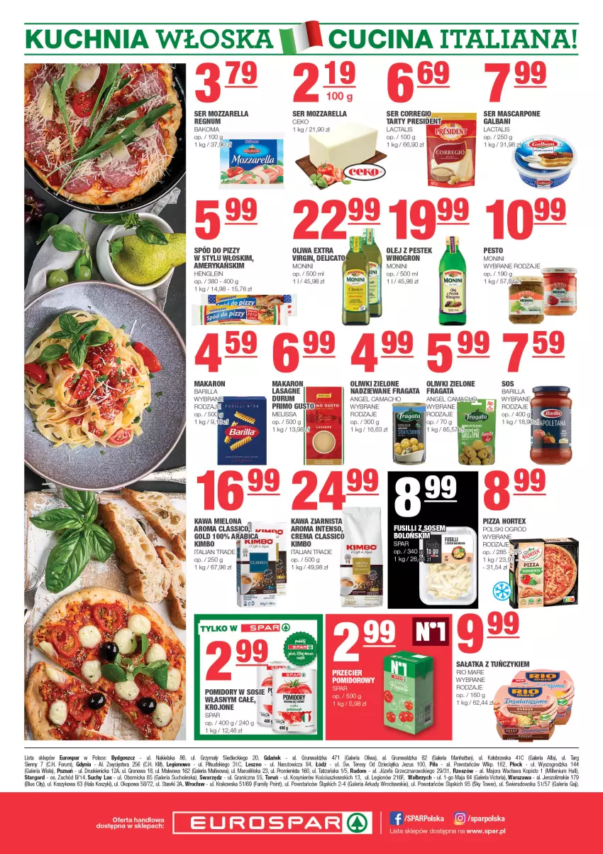 Gazetka promocyjna Spar - EuroSpar - ważna 16.07 do 26.07.2023 - strona 8 - produkty: Bakoma, Barilla, BIC, Dzieci, Fa, Galbani, Gin, Gra, Hortex, Kawa, Kawa mielona, Kawa ziarnista, Kosz, Kuchnia, Lasagne, Makaron, Mascarpone, Monini, Mozzarella, Ogród, Olej, Oliwki, Oliwki zielone, Pesto, Pizza, Pomidory, Rio Mare, Rum, Sałat, Sałatka, Ser, Sos, Spód do pizzy, Stek, Tuńczyk, Wino, Ziaja