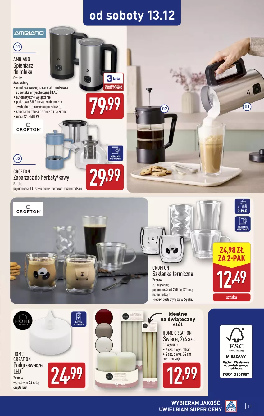 Gazetka promocyjna Aldi - Artykuły przemysłowe i tekstylia - ważna 10.12 do 13.12.2025 - strona 11 - produkty: Podgrzewacze, Stół, Szklanka, Zaparzacz, Zaparzacz do herbaty