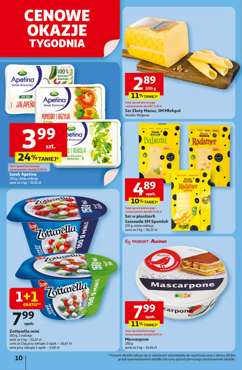 Gazetka promocyjna Auchan - Gazetka LATO PEŁNE PRZYJEMNOŚCI Hipermarket Auchan - ważna 10.07 do 16.07.2025 - strona 10 - produkty: Gra, Radamer, Ser, Złoty Mazur, Zott, Zottarella