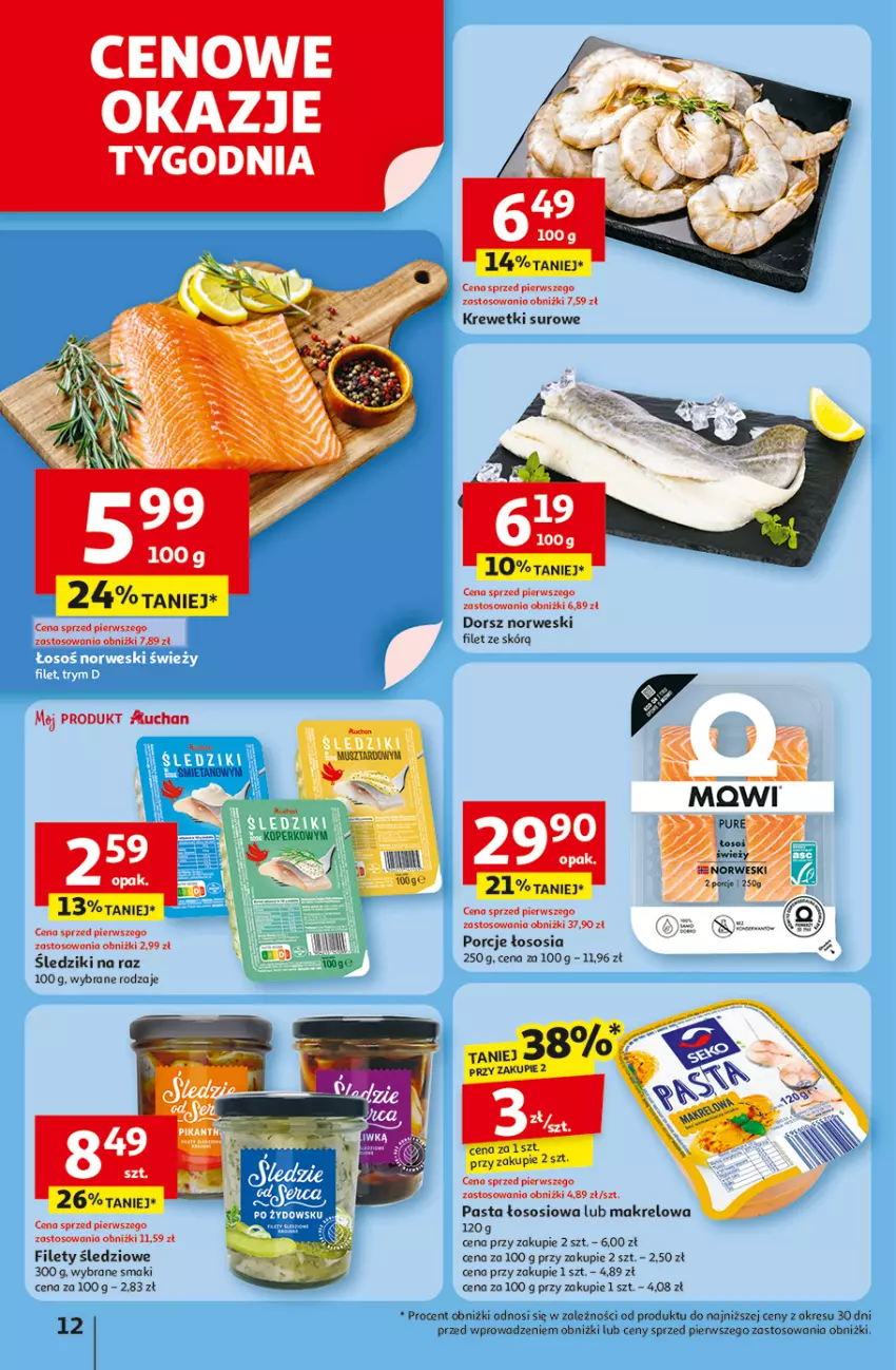 Gazetka promocyjna Auchan - Gazetka LATO PEŁNE PRZYJEMNOŚCI Hipermarket Auchan - ważna 10.07 do 16.07.2025 - strona 12 - produkty: Dorsz, Krewetki, Mus, Por, Pur, Sos
