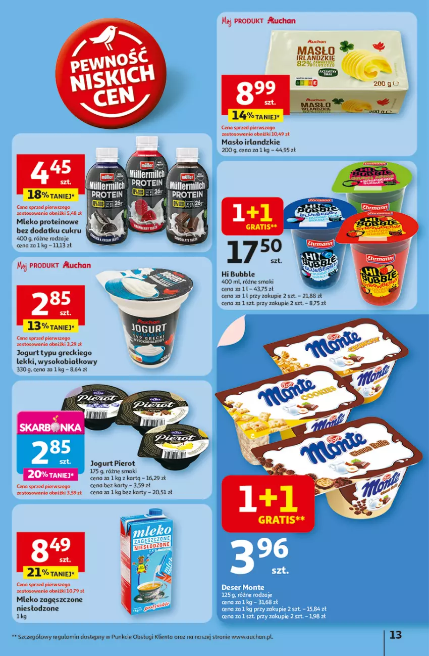 Gazetka promocyjna Auchan - Gazetka LATO PEŁNE PRZYJEMNOŚCI Hipermarket Auchan - ważna 10.07 do 16.07.2025 - strona 13 - produkty: Jogurt, Masło, Mleko, Mleko zagęszczone, Sok