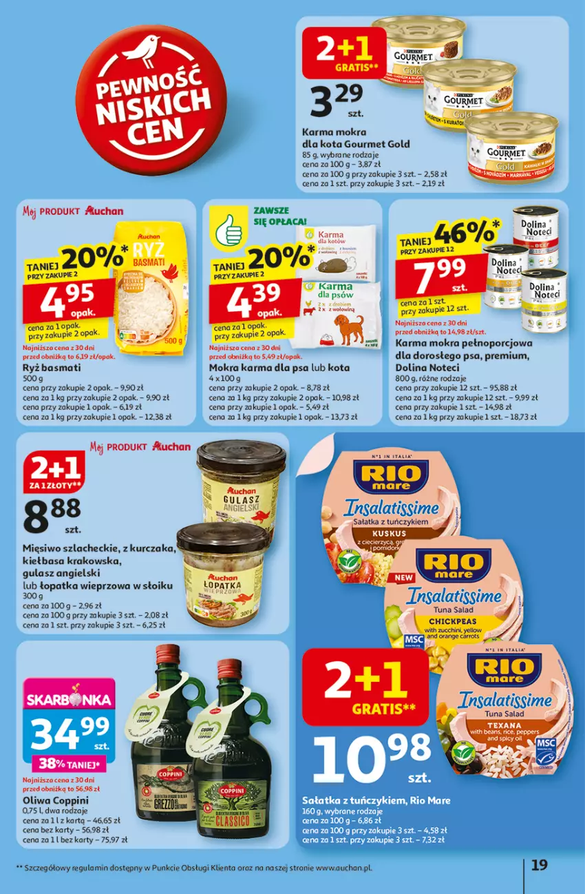 Gazetka promocyjna Auchan - Gazetka LATO PEŁNE PRZYJEMNOŚCI Hipermarket Auchan - ważna 10.07 do 16.07.2025 - strona 19 - produkty: Gala, Gourmet Gold, HP, Mokra karma, Por, Ryż, Ryż basmati, Sałat, Sałatka, Tuńczyk