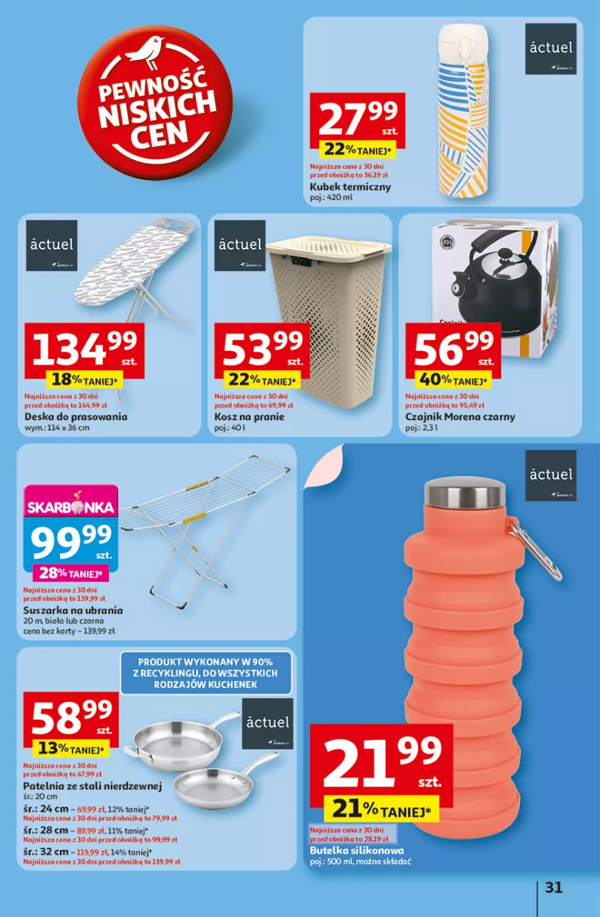 Gazetka promocyjna Auchan - Gazetka LATO PEŁNE PRZYJEMNOŚCI Hipermarket Auchan - ważna 10.07 do 16.07.2025 - strona 31 - produkty: Czajnik, Deska do prasowania, Kosz, Kubek, Kubek termiczny, Patelnia, Suszarka, Ubrania