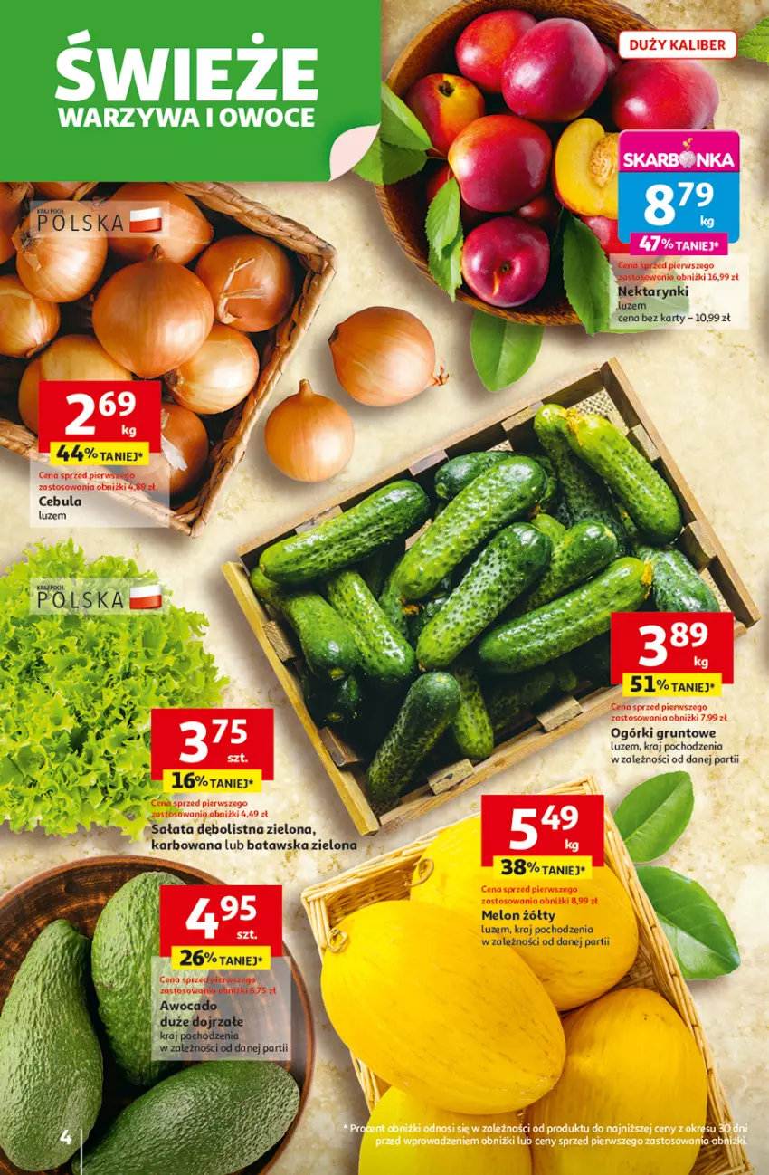 Gazetka promocyjna Auchan - Gazetka LATO PEŁNE PRZYJEMNOŚCI Hipermarket Auchan - ważna 10.07 do 16.07.2025 - strona 4 - produkty: Cebula, Grunt, Nektar, Owoce, Sałat, Warzywa, Warzywa i owoce