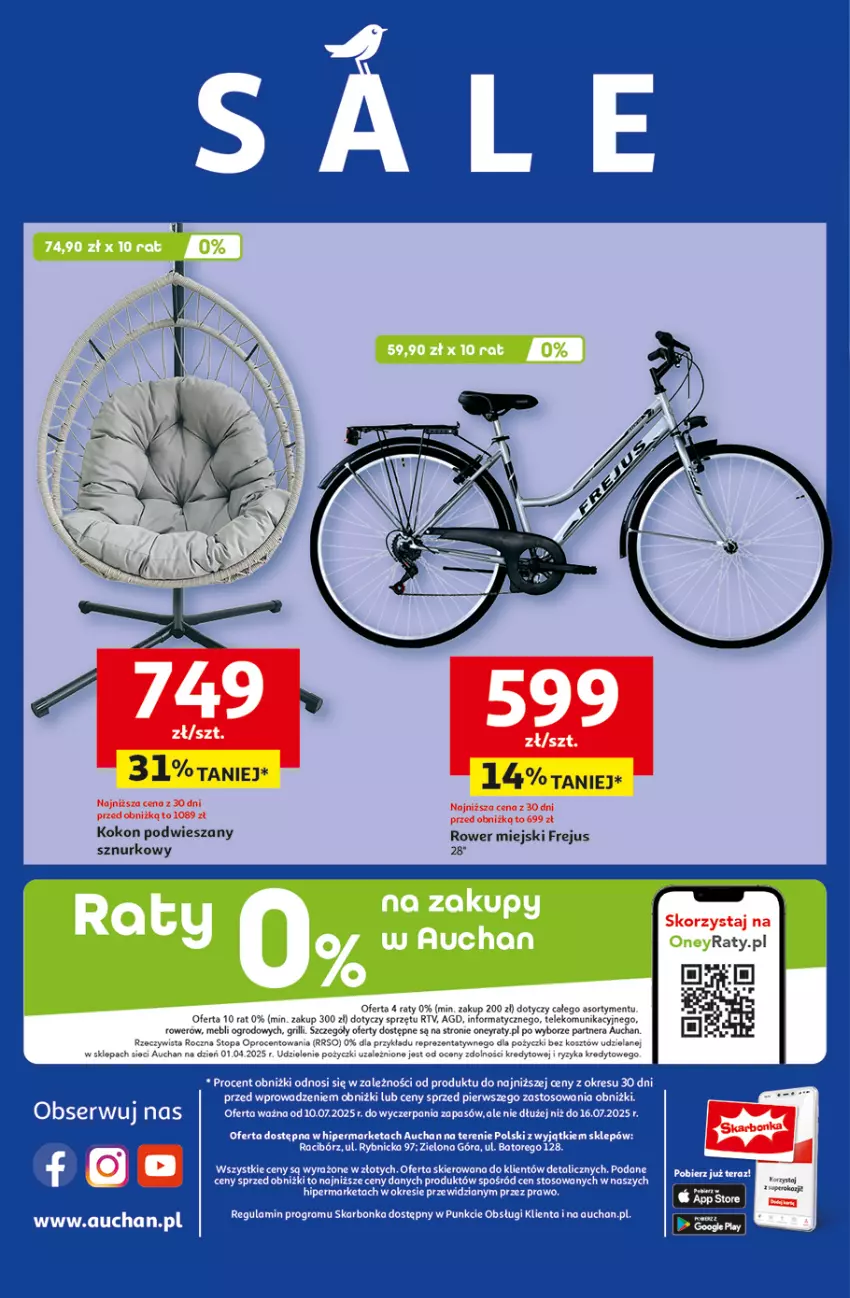 Gazetka promocyjna Auchan - Gazetka LATO PEŁNE PRZYJEMNOŚCI Hipermarket Auchan - ważna 10.07 do 16.07.2025 - strona 45 - produkty: Grill, Kosz, Rower, Top