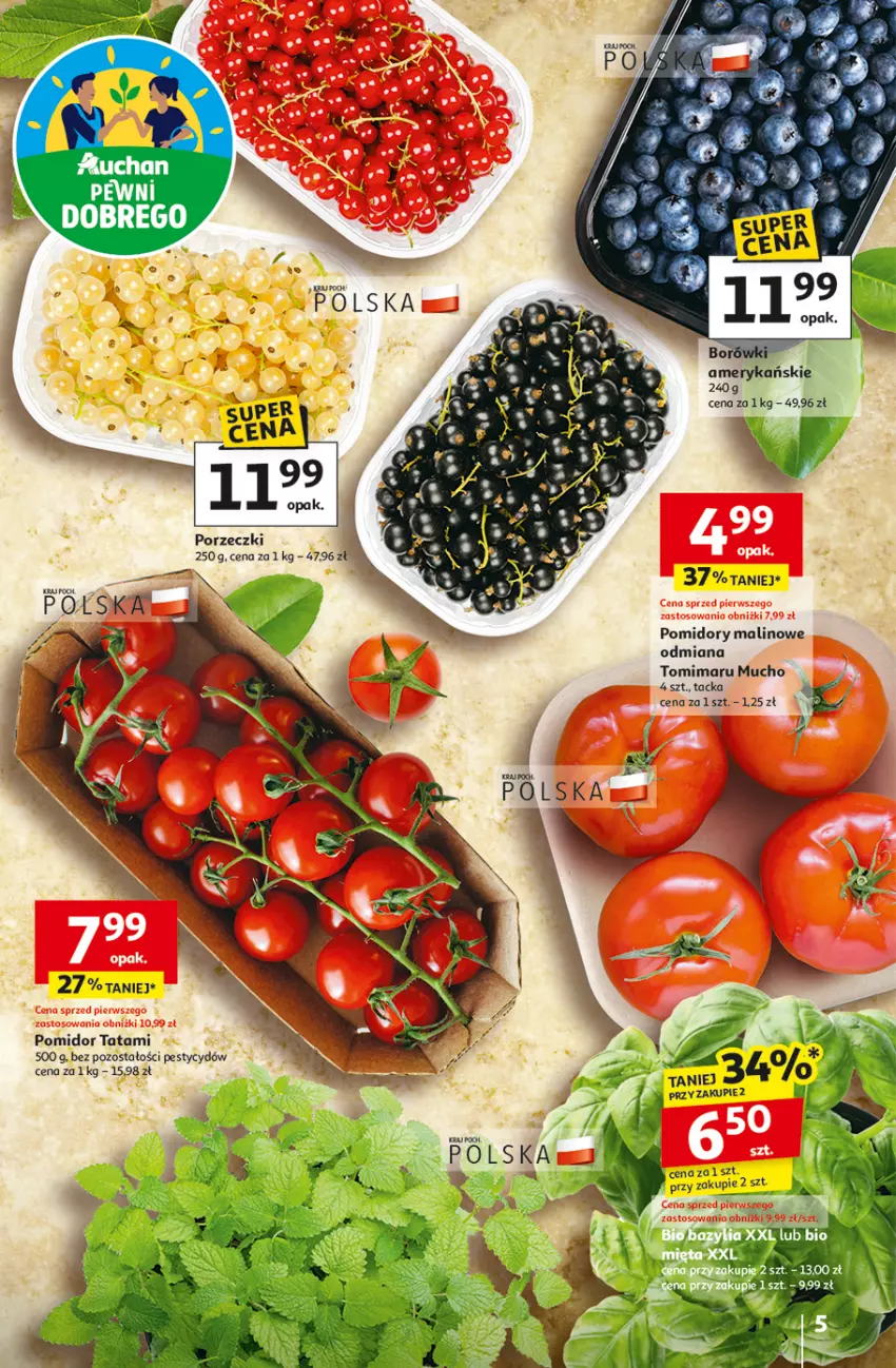 Gazetka promocyjna Auchan - Gazetka LATO PEŁNE PRZYJEMNOŚCI Hipermarket Auchan - ważna 10.07 do 16.07.2025 - strona 5 - produkty: Pomidory, Por