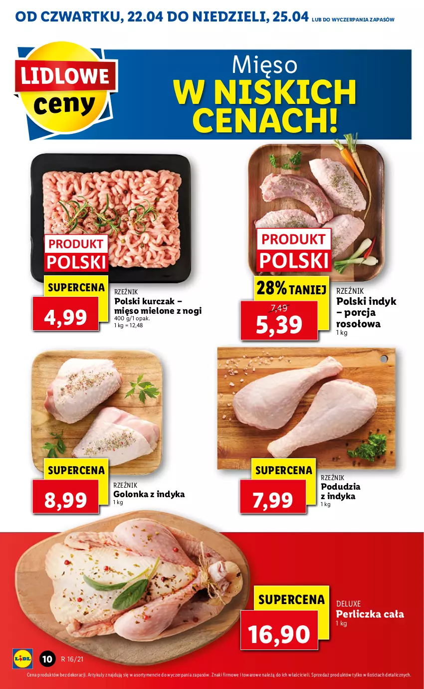 Gazetka promocyjna Lidl - GAZETKA - ważna 22.04 do 25.04.2021 - strona 10 - produkty: Golonka z indyka, Kurczak, Mięso, Mięso mielone, Perliczka, Por