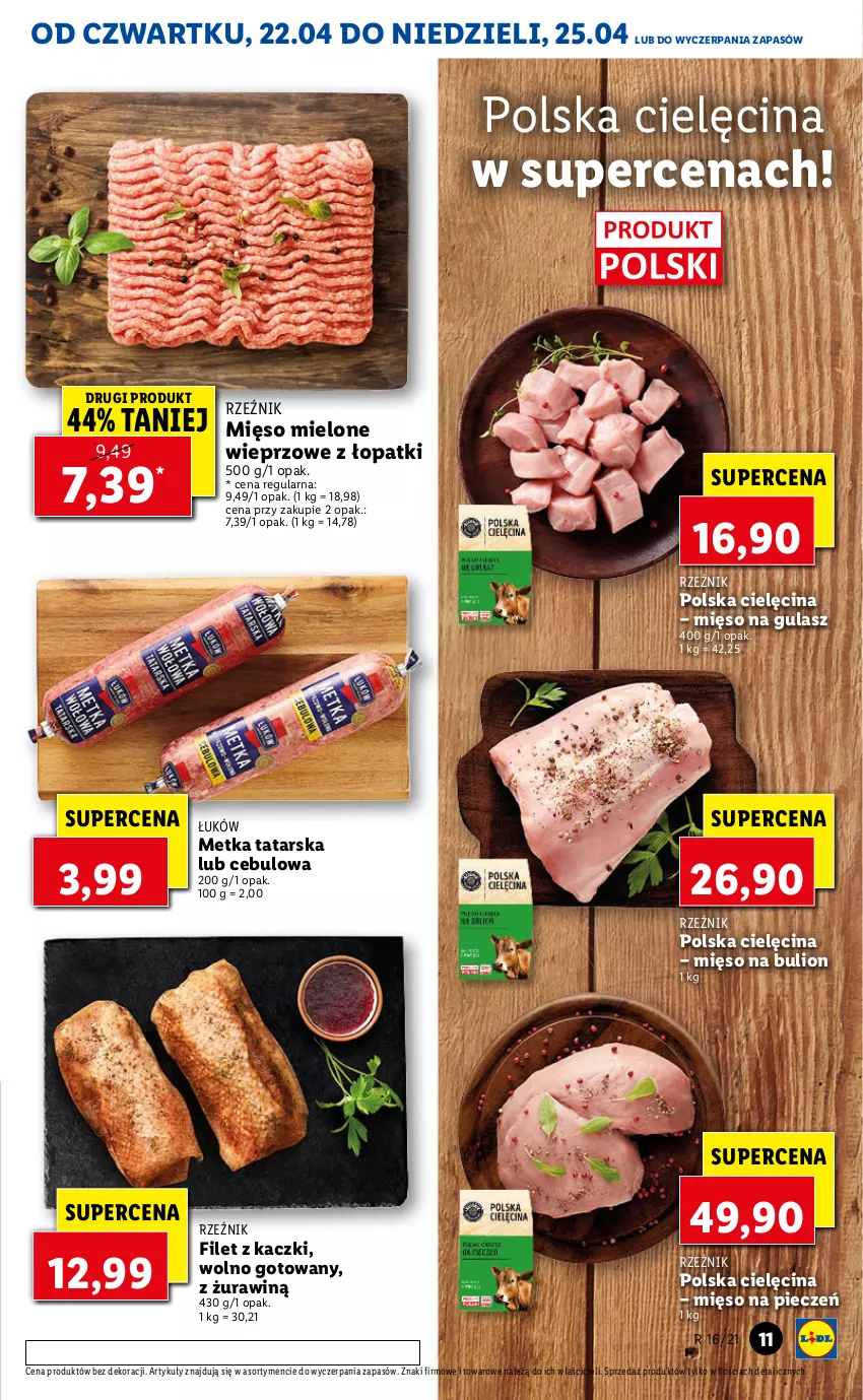 Gazetka promocyjna Lidl - GAZETKA - ważna 22.04 do 25.04.2021 - strona 11 - produkty: Bulion, Lion, Metka tatarska, Mięso, Mięso mielone, Mięso na gulasz, Piec