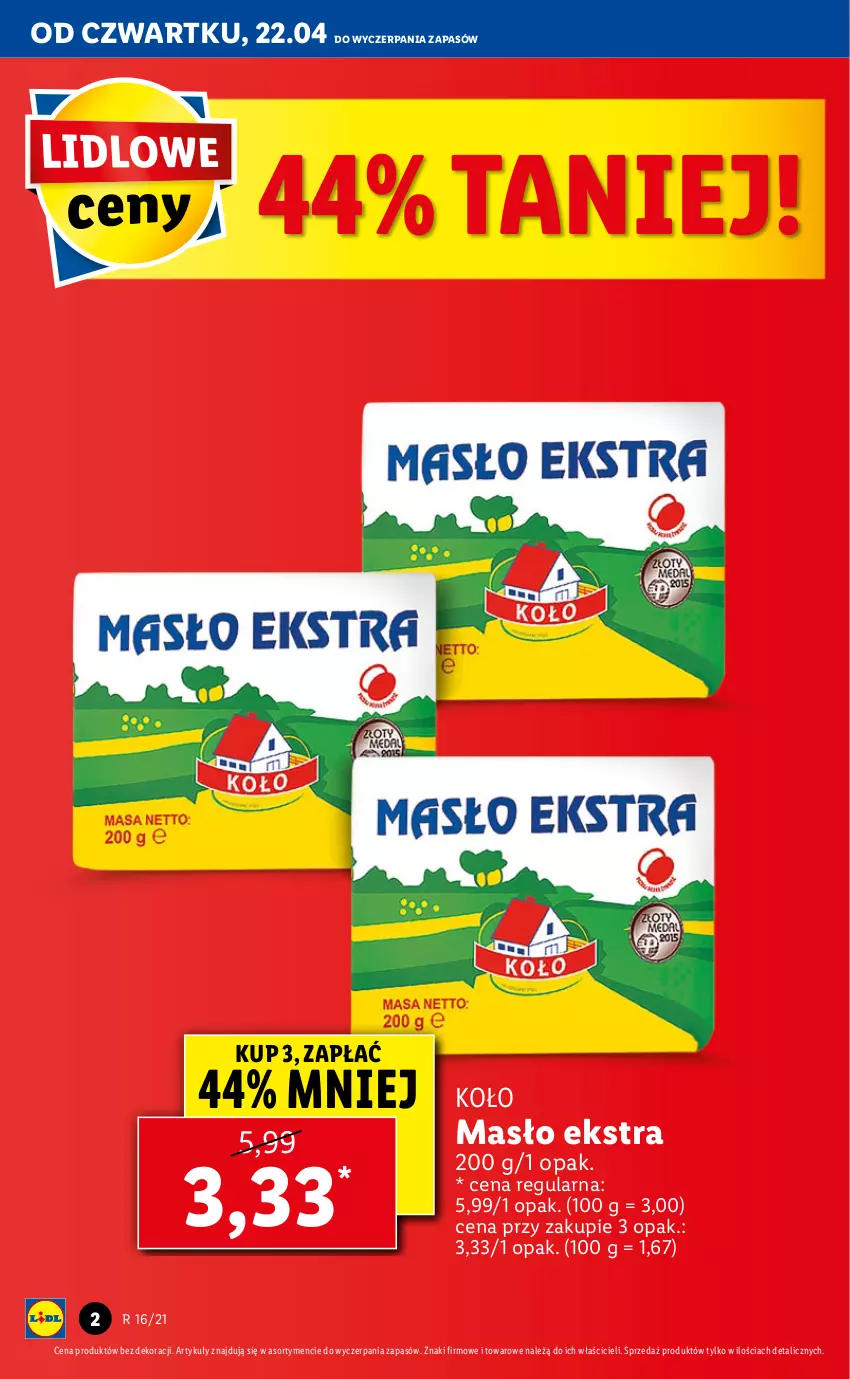 Gazetka promocyjna Lidl - GAZETKA - ważna 22.04 do 25.04.2021 - strona 2 - produkty: Masło