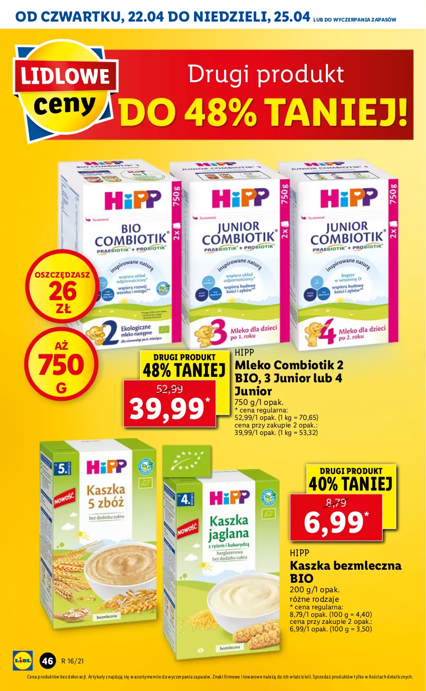 Gazetka promocyjna Lidl - GAZETKA - ważna 22.04 do 25.04.2021 - strona 46 - produkty: HiPP, Mleko