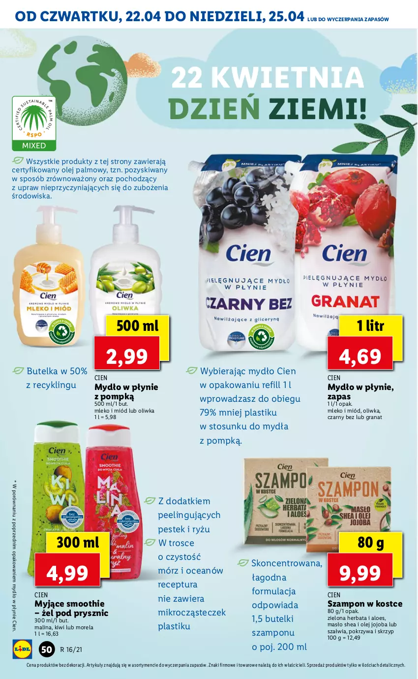 Gazetka promocyjna Lidl - GAZETKA - ważna 22.04 do 25.04.2021 - strona 50 - produkty: Gra, Granat, Herbata, Kiwi, Masło, Miód, Mleko, Morela, Mydło, Mydło w płynie, Olej, Peeling, Por, Ryż, Smoothie, Stek, Szampon