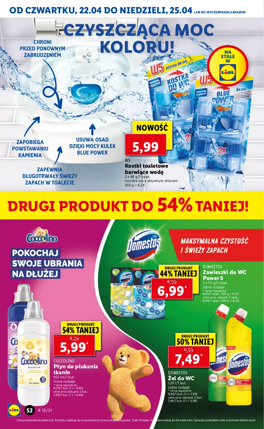 Gazetka promocyjna Lidl - GAZETKA - ważna 22.04 do 25.04.2021 - strona 52 - produkty: Coccolino, Domestos, Płyn do płukania, Zawieszki