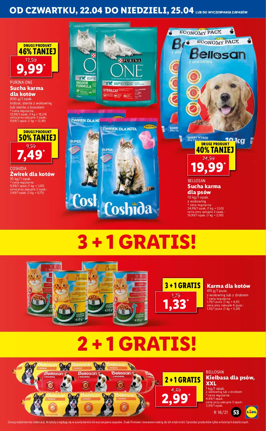 Gazetka promocyjna Lidl - GAZETKA - ważna 22.04 do 25.04.2021 - strona 53 - produkty: Bell, Gra, Kiełbasa, Pur, Purina, Sos, Sucha karma