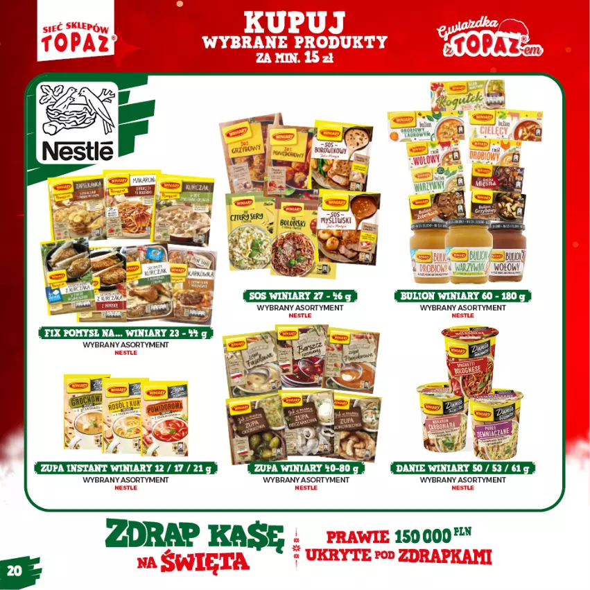 Gazetka promocyjna Topaz - Gazetka - ważna 15.11.2021 do 16.01.2022 - strona 20 - produkty: Bulion, Fa, Gra, Lion, Makaron, Salsa, Sos, Winiary, Zupa