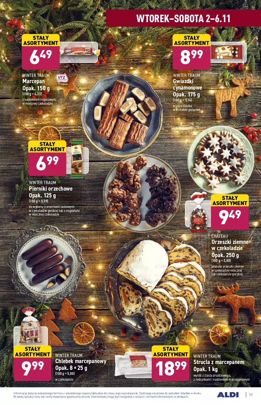 Gazetka promocyjna Aldi - ważna 02.11 do 06.11.2021 - strona 11 - produkty: Chleb, Ciastka, Orzeszki, Orzeszki ziemne, Piernik, Strucla, Strucla z marcepanem