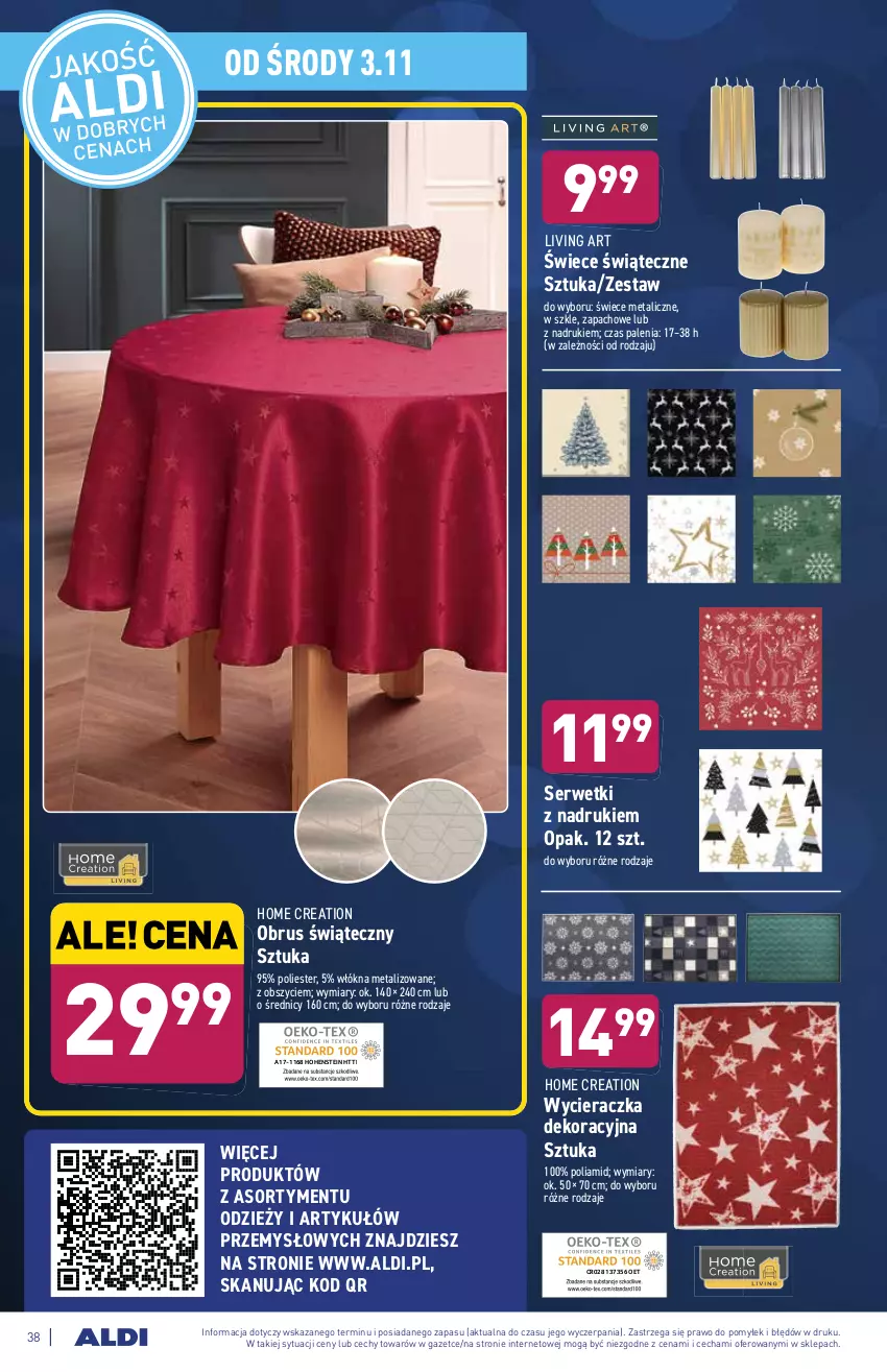 Gazetka promocyjna Aldi - ważna 02.11 do 06.11.2021 - strona 38 - produkty: Obrus, Ser, Serwetki, Wycieraczka