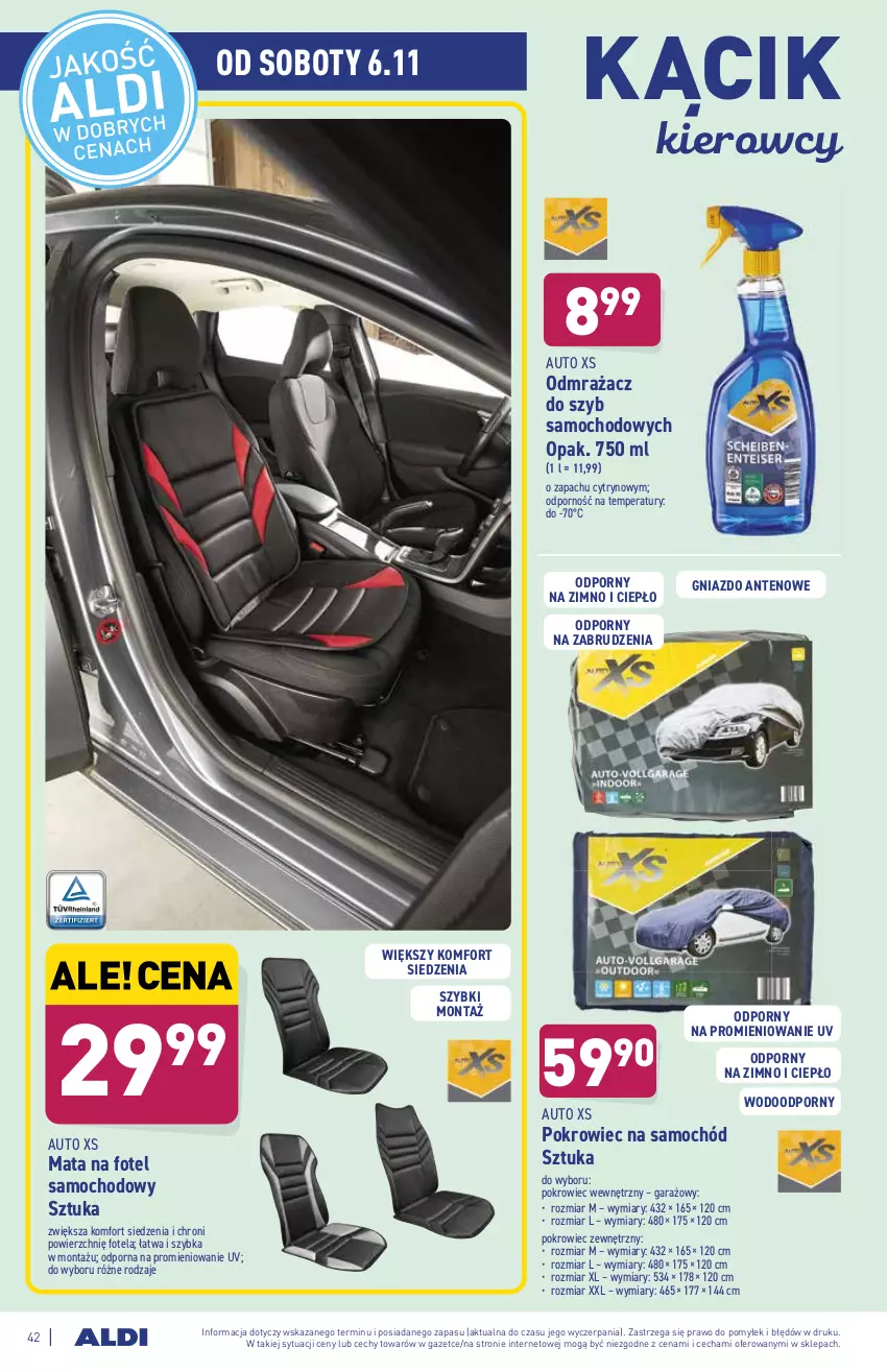 Gazetka promocyjna Aldi - ważna 02.11 do 06.11.2021 - strona 42 - produkty: Fotel, Garaż, Odmrażacz do szyb, Pokrowiec, Pokrowiec na samochód, Por, Samochód